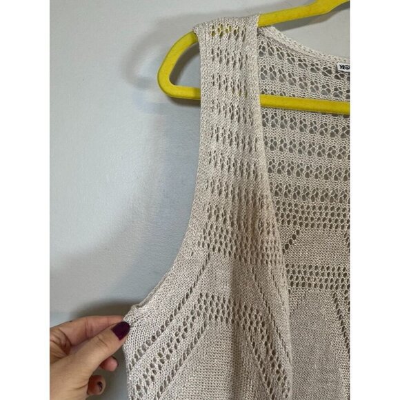 Moral Fiber Sweater Women S Tan Knit Duster Boho Western Neutral Hippie Vest 80s - Picture 6 of 10